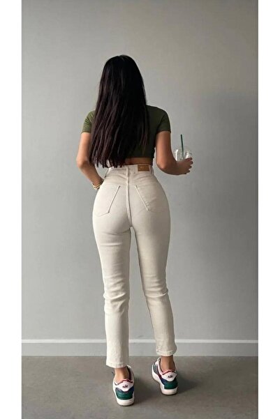 jsshop collection بنطلون مدرسي موم جينز ليكرا عالي الخصر /y.e.n.i s.e.z.o.n