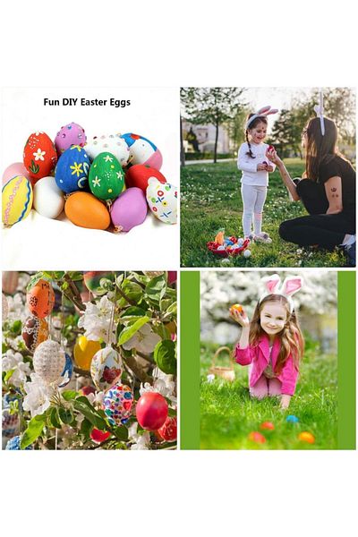 Tzmy-Ue Set of 24 colored Easter eggs Tzmy-Ue, plastic, multicolor, 6 x 4 cm