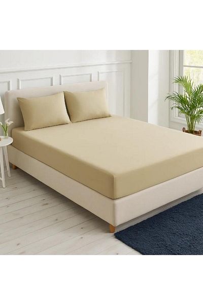 Sinada Home Beige Color Elastic Sheet Set