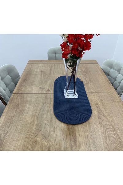 HHKARTS Jute Rope Runner Navy Blue