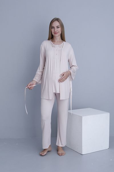 Miss Dünya Lissa Lace Detailed Pajama Set Suitable for Pregnant and Postpartum Women