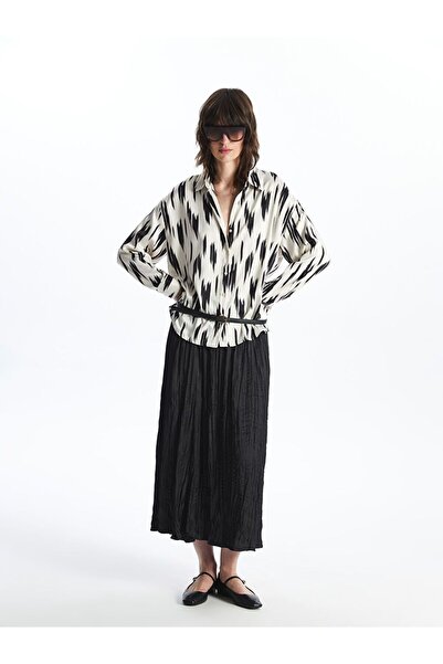 LC Waikiki Lcw Vision Black Elastic Waist Straight A-Line Satin Women's Skirt