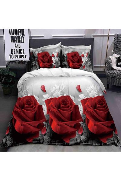 CHIRASO CHIRASO 3D Bedding Set, 4 pieces, ELASTIC Sheet 180x200+25cm, Duvet Cover 200x230cm, 2 Pillowcases