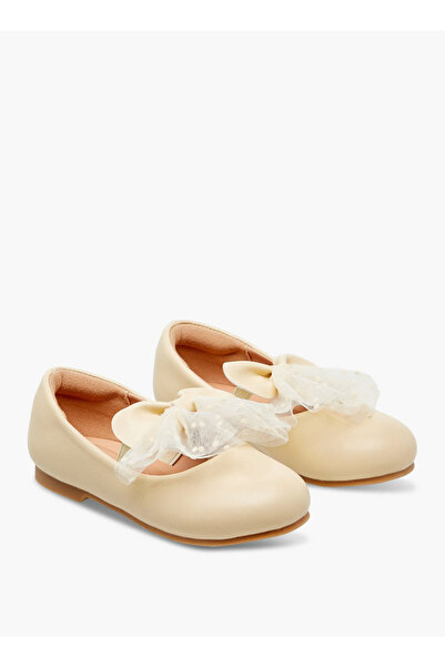 Juniors Bow Accent Slip-On Ballerina Shoes with Elastic Strap