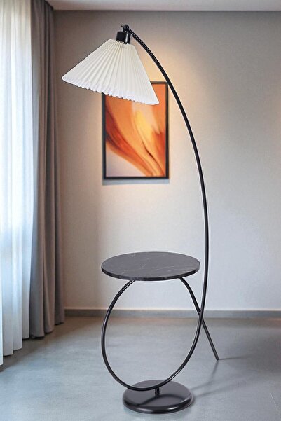 Lumexx KAYA SEHBALI SİYAH LAMBADER PİLELİ KREM ABAJURLU