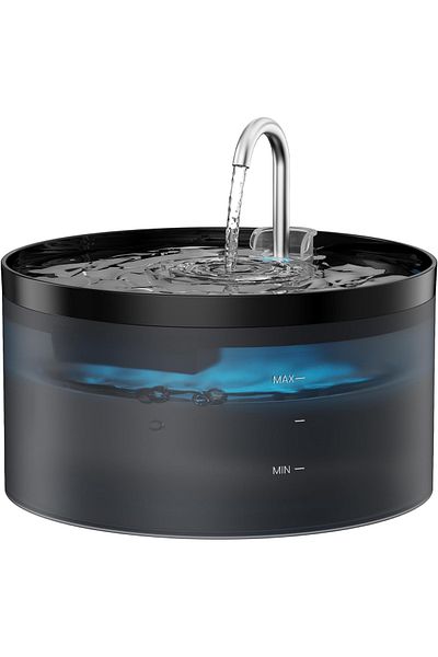 Elindor Dispenser De Apa Pentru Pisici Și Câini, 2 L, Silențios, Filtrare Cu Cărbune, Negru