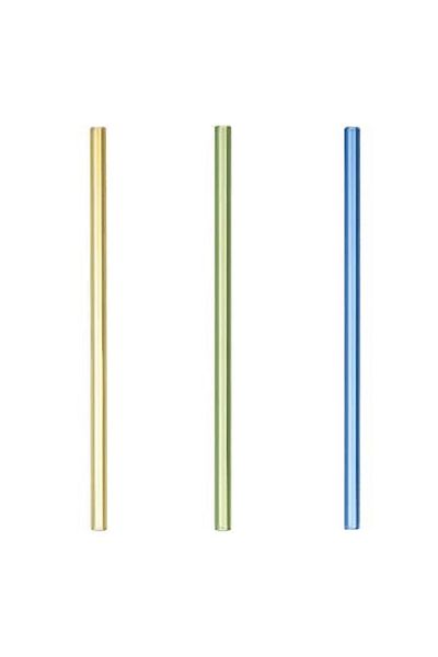 Jumbo Set 3 Glass Straws, Multicolor, Reusable, for Hot or Cold Drinks