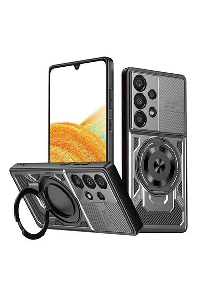 SKYDDAR INNOVATION Case for Samsung Galaxy A33 5G, RuggedCam, Anti-shock magnetic ring, sticker set, Gray