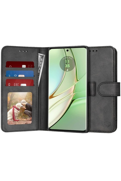 Techsuit Θήκη για Motorola Edge 40 / Edge (2023) - Στυλ ημερολογίου - Μαύρο
