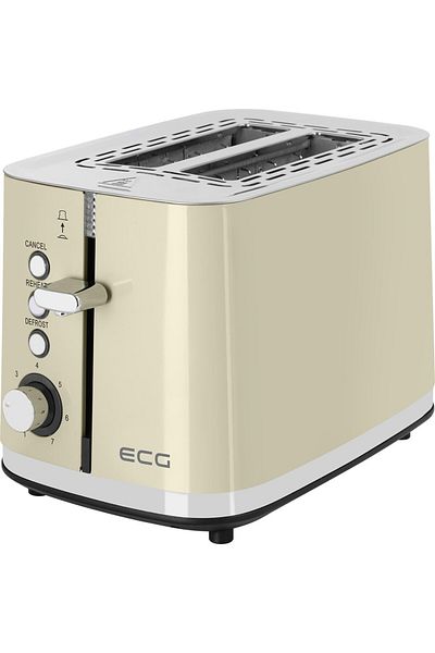 ECG Prăjitor de pâine ST 2766 Vintage cu vanilie, 925 W, 2 felii, 7 niveluri de rumenire, cremă