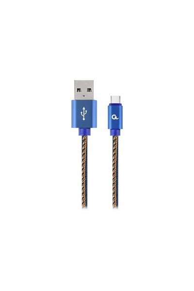 Cablexpert Cablu USB Type-C Premium Jeans (Denim) cu conectori metalici | CC-USB2J-AMCM-1M-BL |
