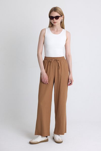 Rays Tan Waist Elastic Wide Leg Trousers 4760