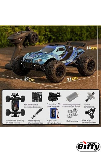 giffy Uzaktan Kumandalı 50 Km/Hız Yapan RC Araba, SUV 4X4 Full İç Metal Kasa Şarjlı Fonksiyonlu Dev Araba