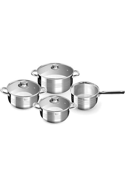 Perfect Home Pots with lid, stainless steel, 7-piece set, Perfect Home Diamond