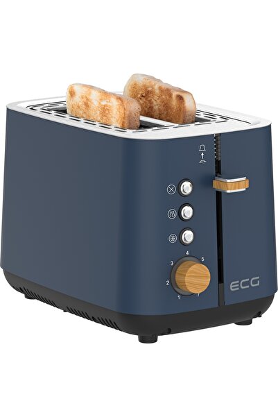 ECG Prăjitor de pâine pe benzină ST 2768 Timber, 925 W, 2 felii, 7 niveluri, oțel inoxidabil, elemente din lemn