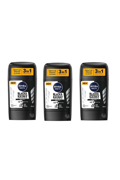 NIVEA NIVEA MEN Black & White Deodorant Stick, 50ml (3 pieces)