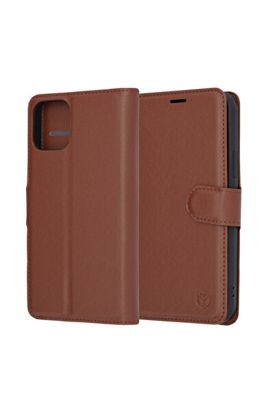 Techsuit Husă pentru iPhone 12 Pro - Folio din piele - Maro