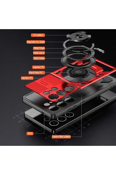 SKYDDAR INNOVATION Case for Samsung Galaxy S20 FE, RuggedCam, Shockproof magnetic ring, sticker set, Gray