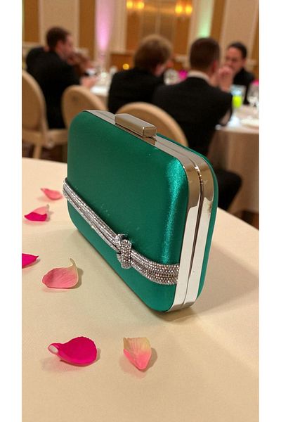 Butik Beyabags Satin Green Stone Evening Bag