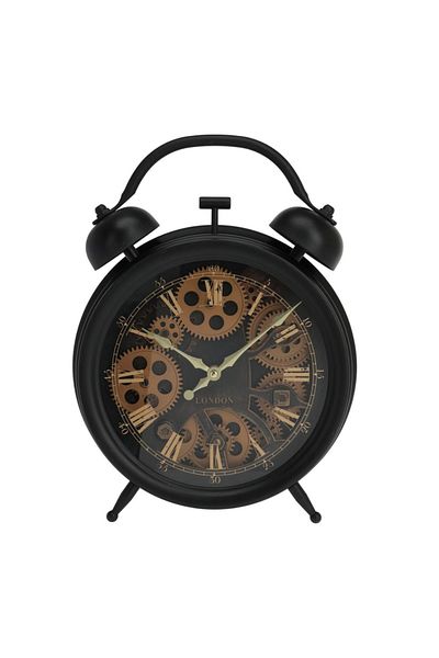 Gift Design Vintage style decorative clock - visible mechanism, gold Roman numerals, cogwheel design