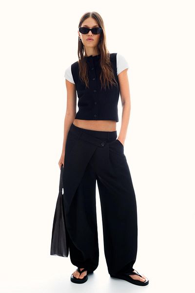 Bershka Tailored fit trousers with crossover waist