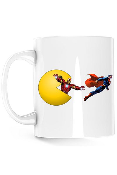 OEM Cana Pac Man Iron Man Eat Superman Run Heroes Powers, alba, 330 ml