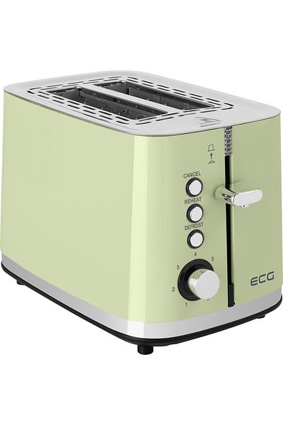ECG Prăjitor de pâine ST 2766 Vintage Olive, 925 W, 2 felii, 7 niveluri de rumenire, verde măsliniu