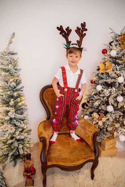 fustite cu luminite Christmas Elf LED Pants with Adjustable Suspenders - 3-4 years (98-104 cm)