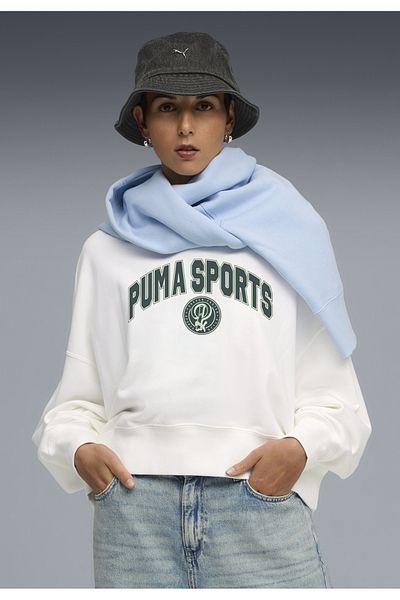 Puma Wardrobe Essentials Sports Legacy Oversized Graphic Crew Sweatshirt Women