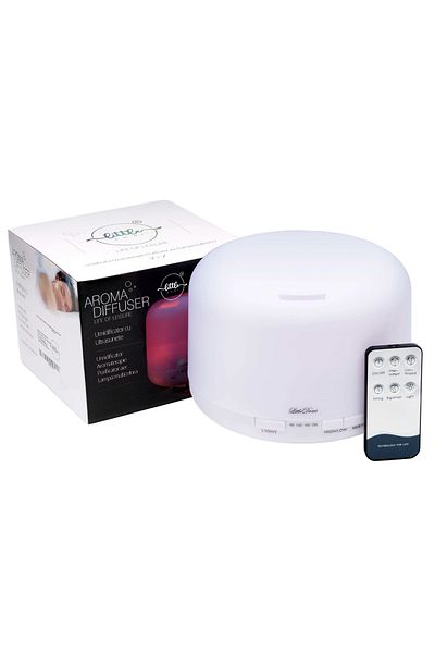 LittleDomi Difuzor de aromaterapie, umidificator cu ultrasunete, lumină de noapte cu telecomandă, 500 ml, 16 ore, silențios