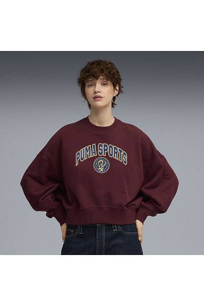 Puma Wardrobe Essentials Sports Legacy Oversized Graphic Crew Sweatshirt Women