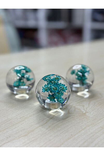 OTO SÜSLEN İSTANBUL Epoksi Mavi Güllü Yuvarlak Vites Topuzu VT-004