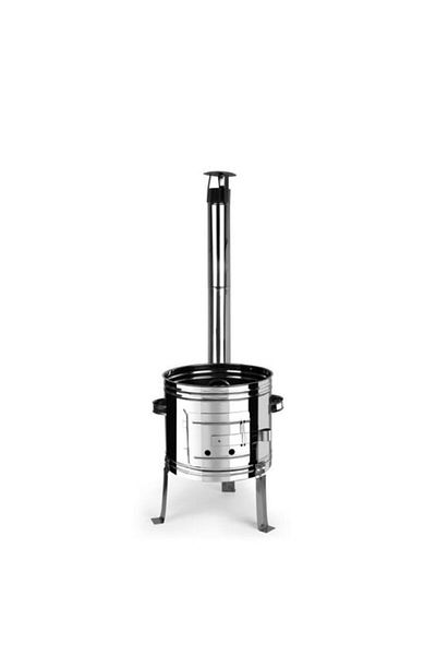 Perfect Home Stove for cauldron/logs, stainless steel, downpipe, elbow, 31&#215;51 cm, Perfect Home
