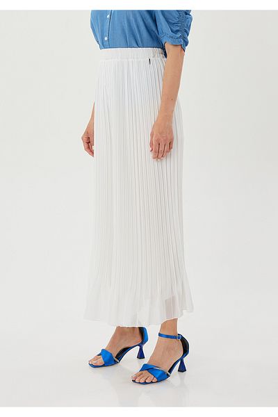 Guzella Elastic Waist Pleated Chiffon Trousers