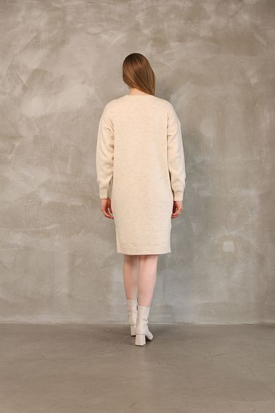 ALCHON Round Crew Neck Long Sleeve Pocket Side Slit Soft Texture Winter Knitwear Midi Length Pullover Tunic
