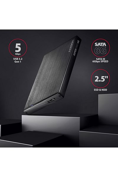 Axagon | A compact aluminum USB 3.2 Gen 1 - SATA 6G external box designed for 2.5" SSD/HDD