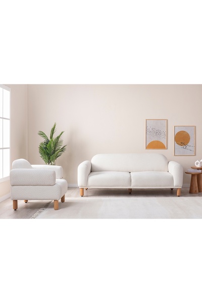 Vivense SOLİ BOHEM TEDDY KOLTUK TAKIMI, KIRIK BEYAZ