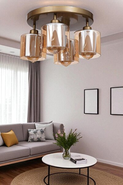 Lumexx YENİ SAHRA 4 LÜ TEPSİLİ ESKİTME PLAFONYER AVİZE