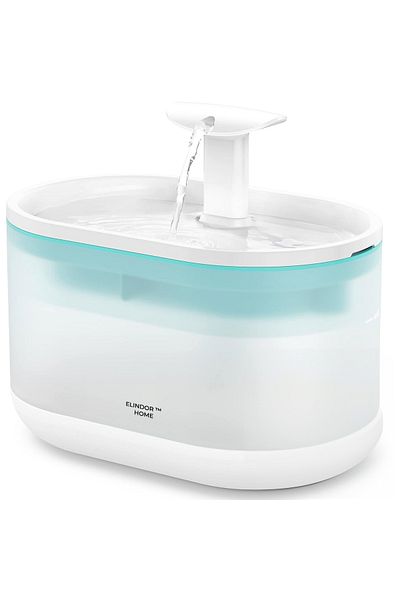 Elindor Dispenser De Apa Pentru Pisici Și Câini, 2.1 L, Silențios, Filtrare Cu Cărbune, Alb