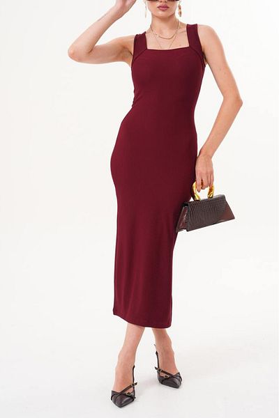 MILANOFOX Loose Stretchy Ottoman Midi Dress with Straps and Slits