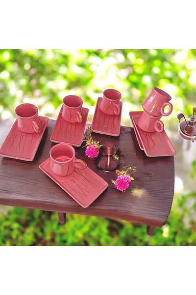 Arsim Home Set of 6 Persons 12 Pieces Presentation Plates Cups