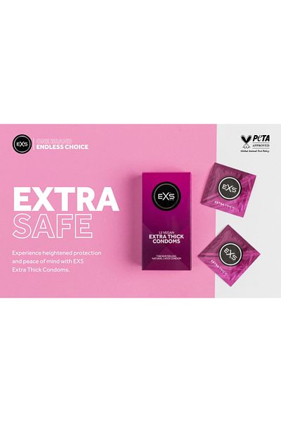 LOVENTA EXS Extra Thick Condoms, Set of 12, Latex, Vegan