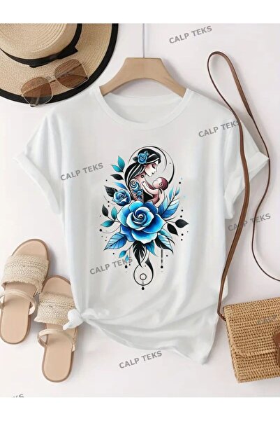 donamod تي شيرت كبير الحجم مطبوع عليه الأم والورد