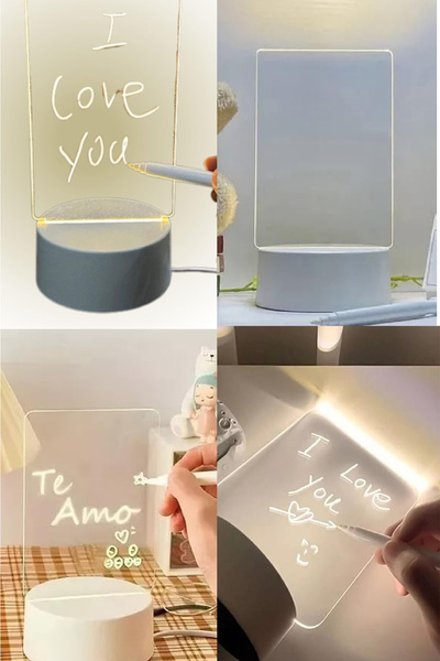 CİYU TİCARET Çizim Tableti Ledli Gece Lambası Yazma Silme Özellikli Kalemli Ç...