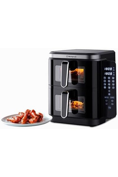Westinghouse USA Double Stack Air Fryer 11L (5.5L + 5.5L) | Dual Zone Cooking, Foldable Display, 12