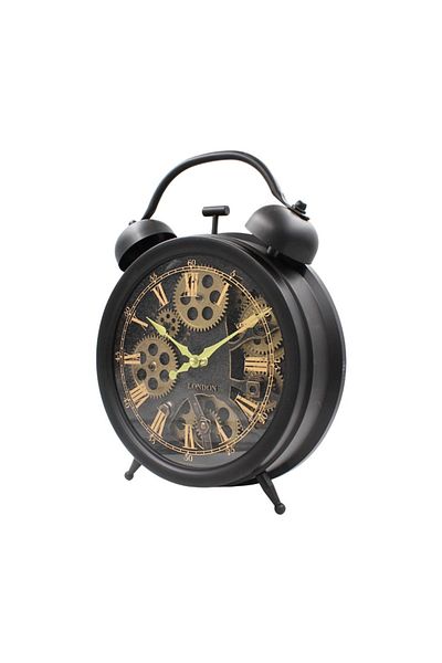 Gift Design Vintage style decorative clock - visible mechanism, gold Roman numerals, cogwheel design