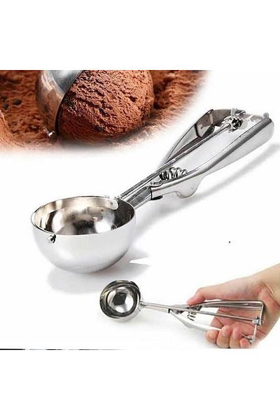 Hane216 Ice Cream Scoop, Ice Cream Scoop Cookie Fruit Presentation Spoon Pull Drop Automatic