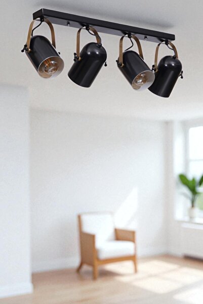 Lumexx LONDON 4 LÜ SIRALI SİYAH PLAFONYER AVİZE