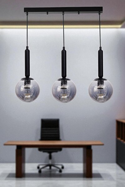 Lumexx SEZGİ 3 LÜ SIRALI SİYAH FÜME CAMLI SARKIT