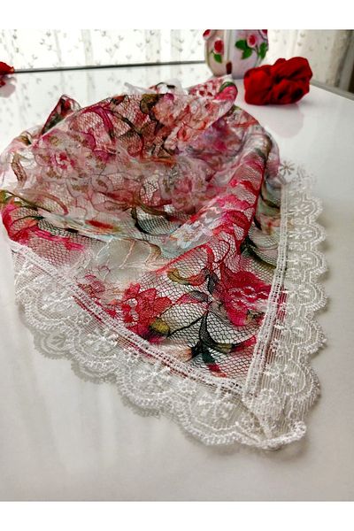 Mufincollection Self-Tie Lace Bandana – Triangle Shape, Handmade, Stylish and Elegant Accessory